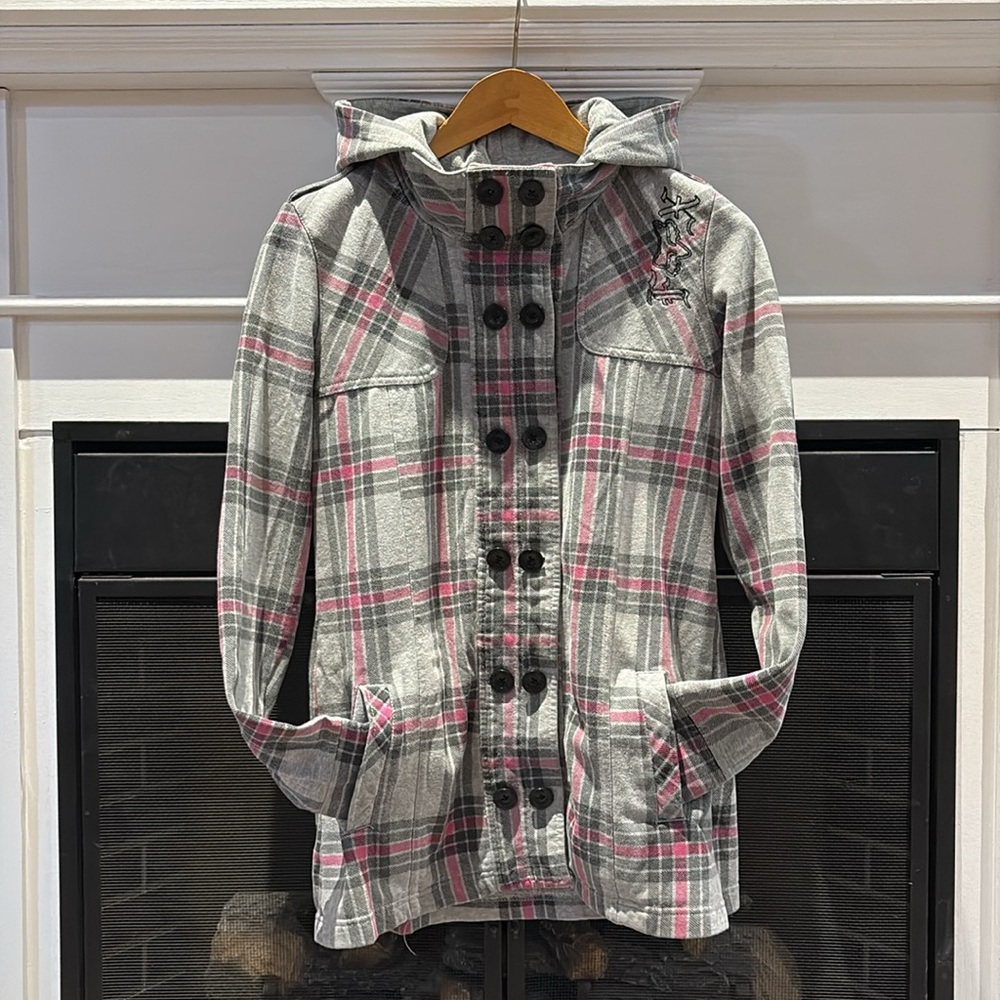 Fox Riders Company button up hoodie, removable hood, size L